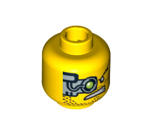 LEGO Yellow Minifigure Head with Cyborg Eye and Scars on Cheek (Safety Stud) (3626 / 64282)