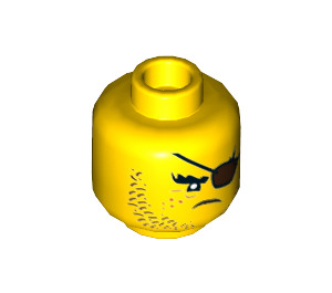 LEGO Giallo Minifigure Testa con Dark Marrone Eyepatch, Marrone Basamento Barba e Freckles (Perno solido incassato) (3626 / 34330)