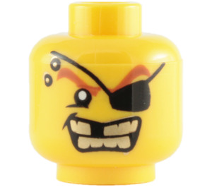 LEGO Yellow Minifigure Head with Eye Patch and Gold Teeth (Safety Stud) (3626 / 63188)