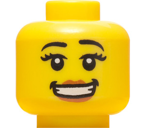 LEGO Yellow Minifigure Head with Eyelashes and Big Smile (Safety Stud) (3626 / 93396)