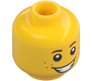 LEGO Gelb Minifigur Kopf mit Freckels, Smiling/Scared (Vertiefte feste Noppen) (3626 / 22186)