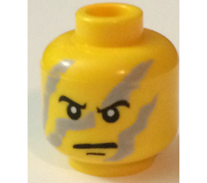 LEGO Yellow Minifigure Head with gray camouflage (Safety Stud) (3626 / 54463)