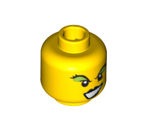 LEGO Yellow Minifigure Head with Green Eye Shadow (Safety Stud) (3626 / 62787)
