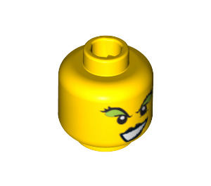 LEGO Amarillo Minifigura Cabeza con Verde Ojo Shadow (Espiga de seguridad) (3626 / 62787)