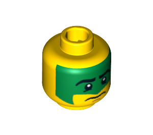 LEGO Amarillo Minifigura Cabeza con Verde Pintura facial (Espiga de seguridad) (3626 / 10012)