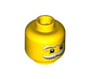 LEGO Yellow Minifigure Head with Large Bushy White and Gray Moustache (Recessed Solid Stud) (3626 / 93416)