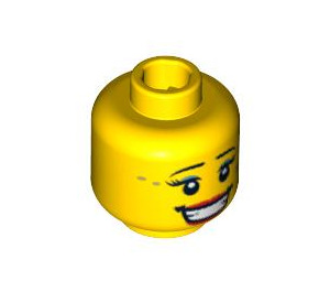 LEGO Yellow Minifigure Head with Light Blue Eye Shadow and Gray Star Pattern (Safety Stud) (3626 / 94557)