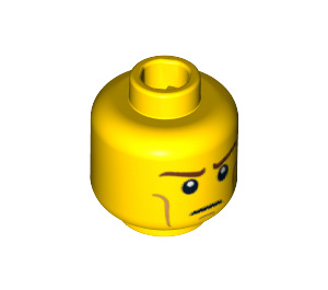 LEGO Jaune Minifigurine Tête avec Lumière Marron Cheek Lines et Stern Expression (Clou de sécurité) (15196 / 93400)