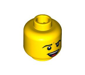 LEGO Yellow Minifigure Head with Open Mouth showing Teeth and Tongue (Safety Stud) (3626 / 94569)