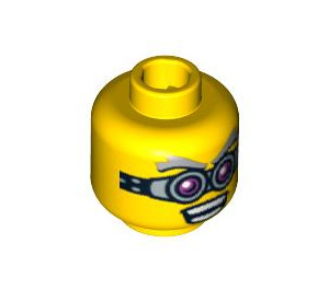 LEGO Gelb Minifigure Kopf mit Pink und Silber Goggles (Sicherheitsbolzen) (3626 / 94577)