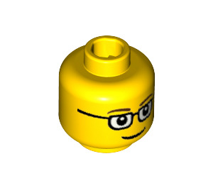 LEGO Amarillo Minifigura Cabeza con Rectangular Gafas (Espiga sólida hueca) (13629 / 46506)