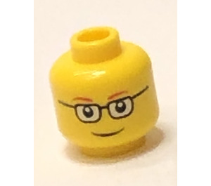 LEGO Żółty Minifigurka Głowa z Rectangular Okulary, Czerwony Eyebrows, Smile (wpuszczany solidny wypustek) (3626)