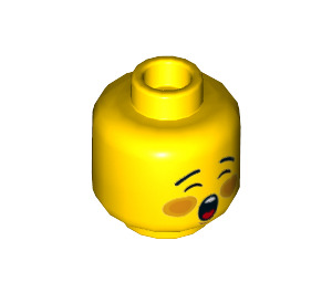 LEGO Gelb Minifigure Kopf mit rot Cheeks und Open, Singing Mouth (Einbau-Vollbolzen) (3626 / 21339)