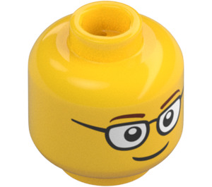 LEGO Yellow Minifigure Head with Rounded Glasses (Recessed Solid Stud) (3626 / 21025)