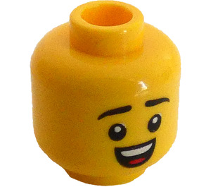 LEGO Gul Minifigur Hoved med Smile med Tænder og Tongue / Scrowl (Forsænket solid knops) (3626)