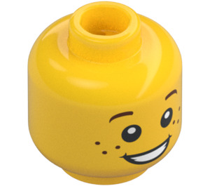 LEGO Giallo Minifigure Testa con Surprised Smile e Freckles (Perno solido incassato) (12327 / 90787)