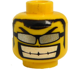 LEGO Yellow Minifigure Head with Thin Silver Sunglasses, Big Grin (Safety Stud) (3626 / 42326)