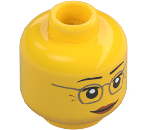 LEGO Gul Misako Hoved med Briller (Forsænket solid knops) (3626 / 23694)