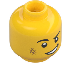 LEGO Gul Motorsykkel Sjåfør Minifigur Hode (Forsenket solid knott) (3626 / 65644)