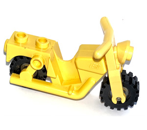 LEGO Giallo Motorcycle with Transparent Wheels - Full Assembly