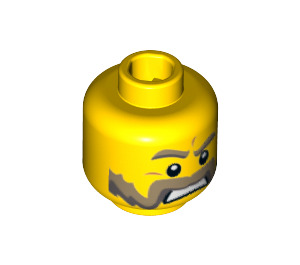 LEGO Giallo Baffi e Sideburns Minifigure Testa (Perno solido incassato) (14263 / 19547)