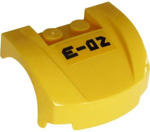 LEGO Yellow Mudgard Bonnet 3 x 4 x 1.3 Curved with 'E-02' Sticker (98835)