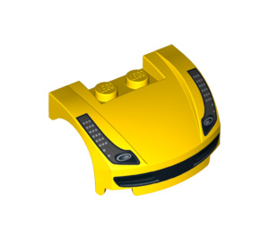 LEGO Yellow Mudgard Bonnet 3 x 4 x 1.3 Curved with Ferrari Decoration (98835)