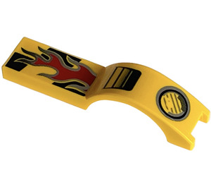 LEGO Yellow Mudguard Tile 1 x 4.5 with Flame and Headlight (50947)