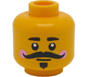 LEGO Giallo Nutcracker Doppio lato Testa con Rosa Cheeks, Nero Mustache e Neutral Bocca / Smile con Denti (Perno solido incassato) (3626)