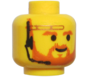 LEGO Yellow Obi-Wan Kenobi Head with Black Headset (Safety Stud) (3626)