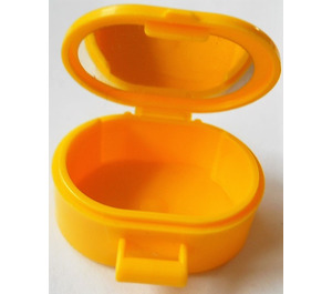 LEGO Yellow Oval Case with Handle with Mirror Sticker inside Lid and no Sticker outside (6203)