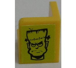 LEGO Yellow Panel 1 x 1 Corner with Rounded Corners with Frankenstein Face (Right) Sticker (6231)