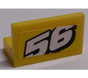 LEGO Jaune Panneau 1 x 2 x 1 avec "56" Autocollant avec coins carrés (4865)