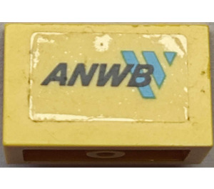 LEGO Yellow Panel 1 x 2 x 1 with 'ANWB' Sticker with Square Corners (4865)