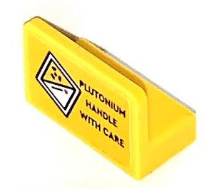 LEGO Yellow Panel 1 x 2 x 1 with PLUTONIUM HANDLE WITH CARE Sticker with Rounded Corners (4865)