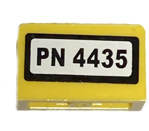 LEGO Yellow Panel 1 x 2 x 1 with 'PN 4435' Sticker with Square Corners (4865)