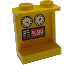 LEGO Yellow Panel 1 x 2 x 2 with gauges and '89' Sticker with Side Supports, Hollow Studs (6268)