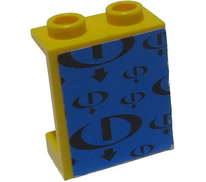 LEGO Yellow Panel 1 x 2 x 2 with Gravity Games Logo Repeating Black on Blue Sticker without Side Supports, Hollow Studs (4864)