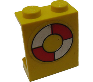 LEGO Yellow Panel 1 x 2 x 2 with Life Preserver Sticker without Side Supports, Solid Studs (4864)