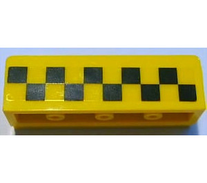LEGO Yellow Panel 1 x 4 with Rounded Corners with Black Checkered Pattern Sticker (15207)