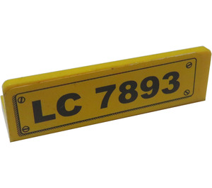 LEGO Yellow Panel 1 x 4 with Rounded Corners with 'LC 7893' Sticker (15207)