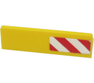 LEGO Yellow Panel 1 x 4 with Rounded Corners with red and white danger stripes on the right Sticker (15207)