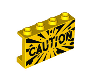 LEGO Gelb Panel 1 x 4 x 2 mit "Caution" und Explosion Burst (14718 / 74082)