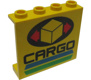 LEGO Gelb Paneel 1 x 4 x 3 mit "CARGO" ohne seitliche Stützen, hohle Noppen (4215)