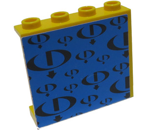 LEGO Yellow Panel 1 x 4 x 3 with Gravity Games Logo Repeating Black on Blue Sticker without Side Supports, Hollow Studs (4215)