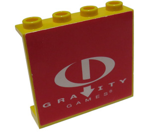 LEGO Yellow Panel 1 x 4 x 3 with gravity games text and logo Sticker without Side Supports, Hollow Studs (4215)