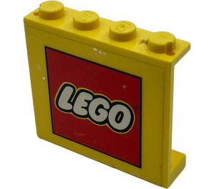 LEGO Yellow Panel 1 x 4 x 3 with Lego Logo Central Sticker without Side Supports, Solid Studs (4215)