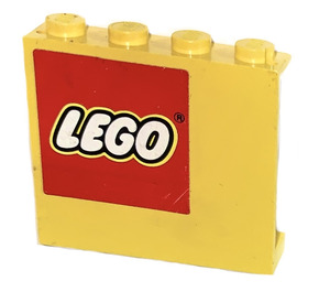 LEGO Yellow Panel 1 x 4 x 3 with Lego Logo Left Sticker without Side Supports, Solid Studs (4215)