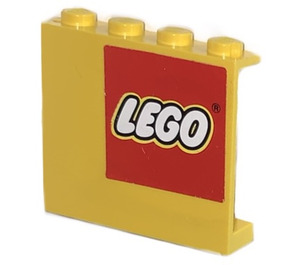 LEGO Žlutá Panel 1 x 4 x 3 s Lego logo Pravá Samolepka bez bočních podpěr, plné cvočky (4215)