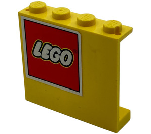LEGO Yellow Panel 1 x 4 x 3 with Lego Logo Top Left Sticker without Side Supports, Solid Studs (4215)
